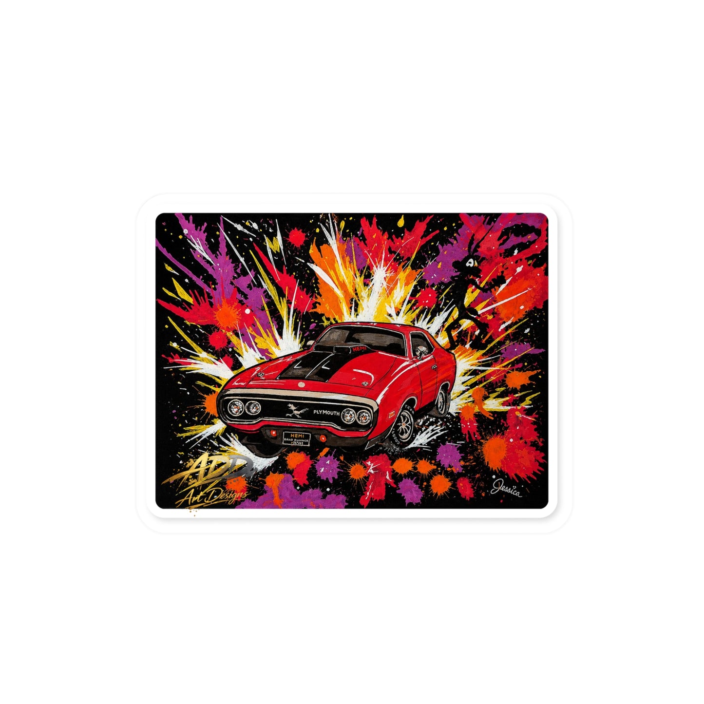 Roadrunner Explosion Sticker | Muscle Car Art Decal
