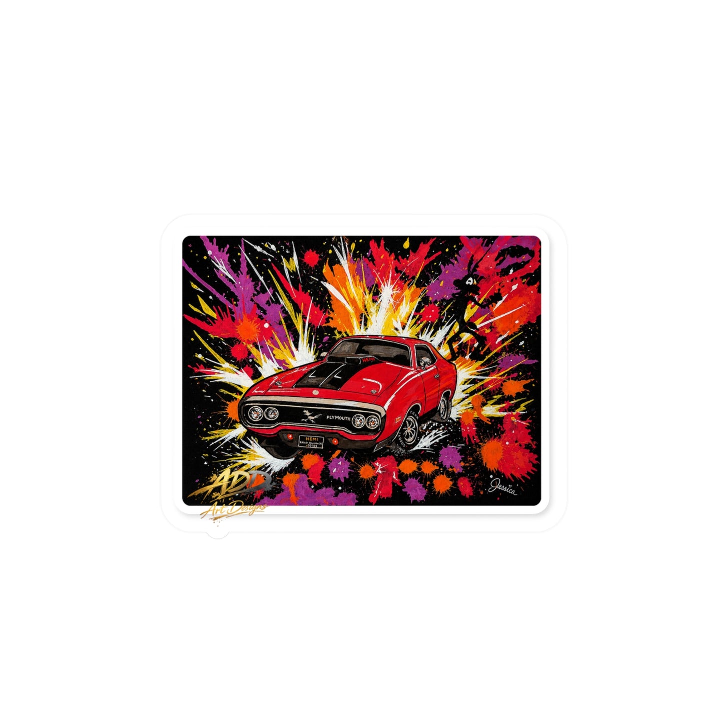 Roadrunner Explosion Sticker | Muscle Car Art Decal
